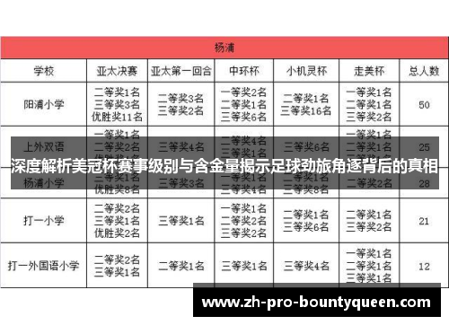 深度解析美冠杯赛事级别与含金量揭示足球劲旅角逐背后的真相 深度解析美冠杯赛事级别与含金量揭示足球劲旅角逐背后的真相