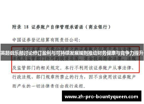 英超俱乐部讨论修订盈利与可持续发展规则推动财务健康与竞争力提升 英超俱乐部讨论修订盈利与可持续发展规则推动财务健康与竞争力提升